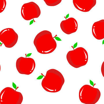 Apple Seamless Pattern Vector on Transparent Background. Vector illustration of repeating apple fruit design for wallpaper, fabric, textile, wrapping paper, and packaging