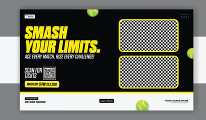 Badminton sport challenge banner design to smash your limits and ace match