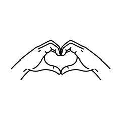 Hands forming a heart shape with fingers on a plain background