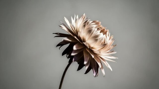 Close-up of a Dried Flower Against Grey Background.