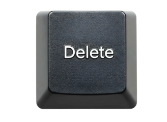 Single computer keyboard delete key isolated on transparent background