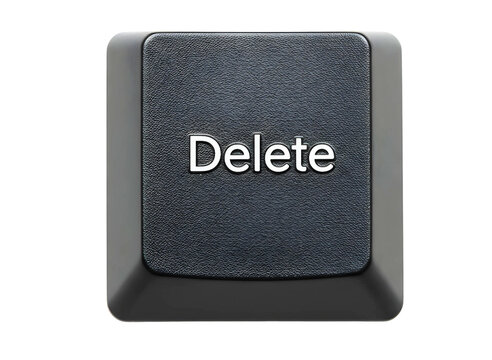 Single computer keyboard delete key isolated on transparent background