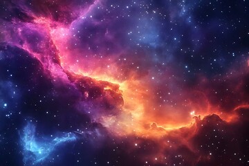 Fototapeta premium Vibrant nebula with stars and cosmic clouds in space.