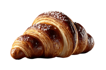 Delicious flaky croissant with sugar crystals, perfect for breakfast or cafe menu design, bakery delicacy