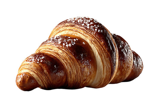 Delicious flaky croissant with sugar crystals, perfect for breakfast or cafe menu design, bakery delicacy - Powered by Adobe