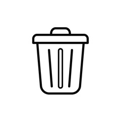 A simple line drawing of a covered trash can with a handle