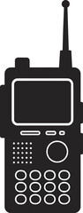 Black walkie talkie radio, vintage communication device, retro portable radio, emergency equipment, wireless technology, two way radio, antenna vector illustration
