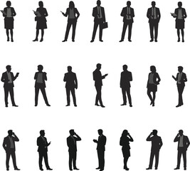 Business people silhouettes standing, office teamwork, corporate communication, leadership, professional staff, meeting discussion, success collaboration, modern workplace, company employees