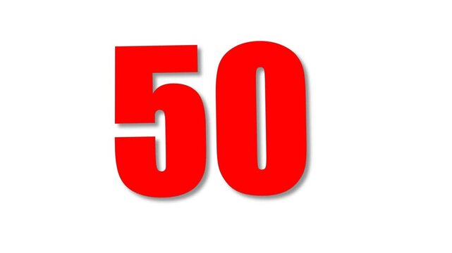 Bold red up to fifty percent off sale announcement with black off label Video.