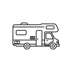 A simple line drawing of a motorhome or recreational vehicle