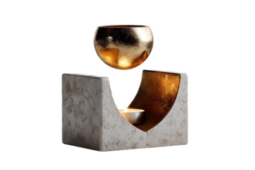 Elegant candle holder with floating gold accent adds luxury and warmth to any modern interior decor