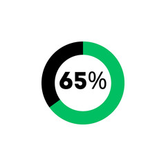 Minimalist Circular Progress Chart, 65 Percent Completion Infographic. ( original illustration, not AI generated ).