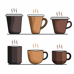 6 Different Coffee Cups in a Row