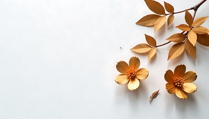 Golden Florals and Scattered Dark Leaves, Created with generative ai