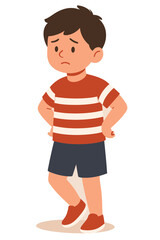 Fototapeta premium Little Boy in Striped T-Shirt and Shorts
