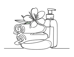 Spa product illustration in single line art