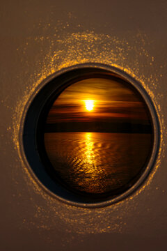 Porthole on the Spokane ferry near Seattle, WA USA