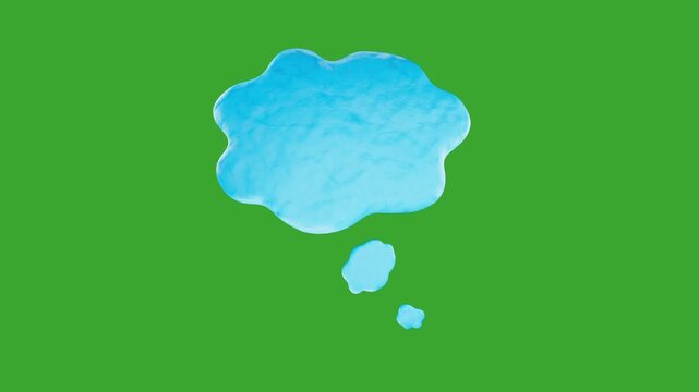 bubble chat message thinking cloud clay stop motion isolated on green screen