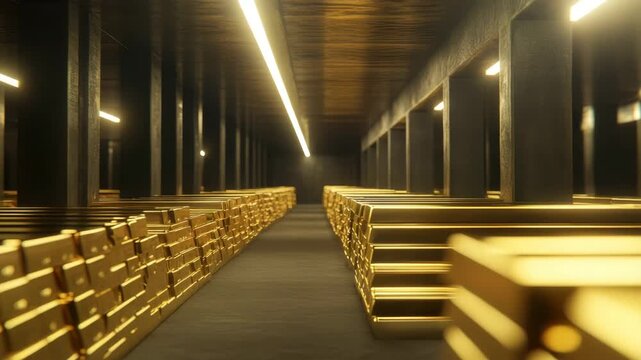 Gold bar gold bullion gold stack gold storage gold vault gold ingot precious metal wealth investment finance luxury treasure metal bar gold reserve gold pile gold collection gold asset gold bar