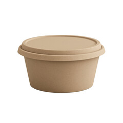 Biodegradable takeaway Eco-friendly kraft paper food container with lid isolated on white background PNG, Sustainable zero waste disposable food storage