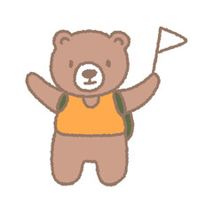 여행중인 귀여운 곰 캐릭터 일러스트 