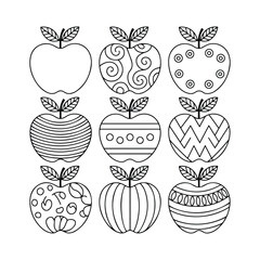 Decorative Apple Pattern for Kids and Adults Coloring Page