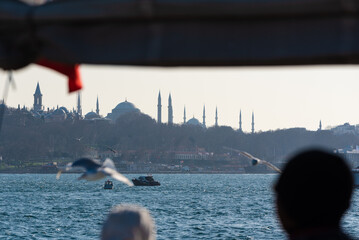 view from yacht to hagia sophia cathedral in istanbul, T&uuml;rkiye