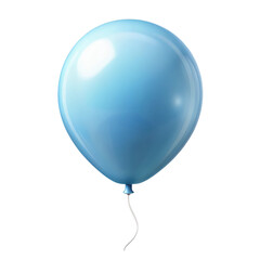 Blue balloon with a white string. 3d isolated illustration on transparent background