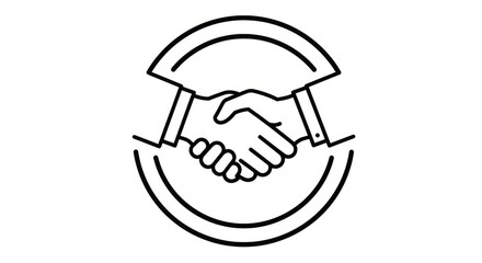 Minimalist Handshake Icon: Agreement, Partnership, Business Deal, Vector Illustration, White Background.