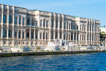 Dolmabahce Palace is an architectural complex in the European part of Istanbul on the shores of the Bosphorus close-up
