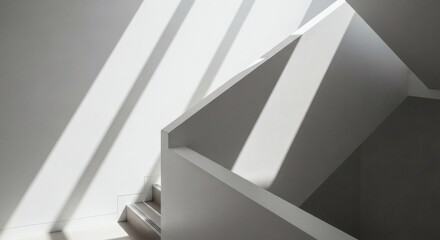 Fototapeta premium Geometric Staircase Shadow Play Modern Architecture with Stark Light and Shadow Contrasts