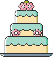 Flat Wedding Cake Icon Three Tiers
