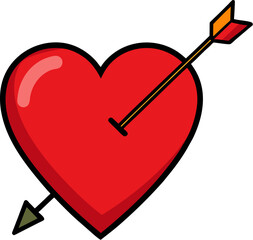 Flat Heart with Arrow Icon Minimalist Design