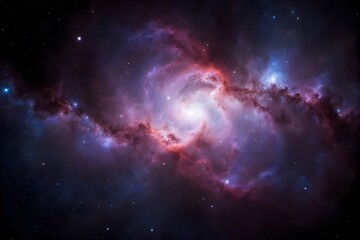 Fototapeta premium A colorful galaxy with swirling clouds and bright stars in the night sky.