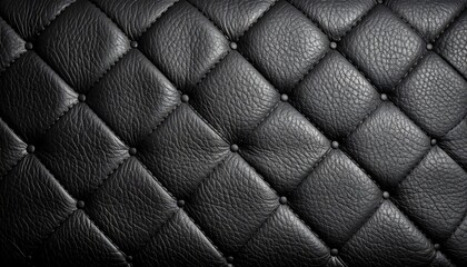 Fototapeta premium Black quilted leather texture background.