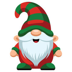 Bearded gnome with Christmas stick and lantern vector illustration