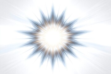 Fototapeta premium Abstract radiating burst of light with a central halo, surrounded by sharp, geometric spikes against a bright, almost white background