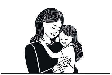 Fototapeta premium silhouette vector mother and daughter