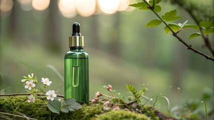 Fototapeta premium green skincare bottle without any label