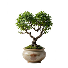 Heart-Shaped Bonsai Tree in Ornate Pot Symbolizing Love and Nature's Beauty 