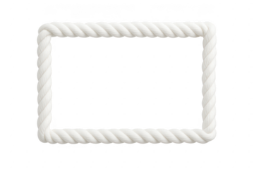 White rope is tied to a white frame. 3d isolated illustration on transparent background
