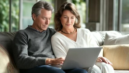 Living room setting with a couple working together on a laptop in a cozy atmosphere representing teamwork, love, productivity, collaboration, bonding, connection - Powered by Adobe