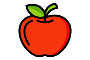 red apple with green leaf
