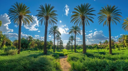 Obraz premium Sunny Palm Grove Pathway