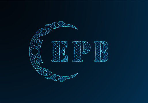 Low poly letter logo EPB design. EPB letter logo low poly vector design on blue color gradient background. EPB logo low poly design