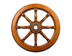 Retro Car Steering Wheel PNG Elegant Wooden Wheel Transparent Background