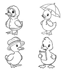 cute duck illustrations design for templates.