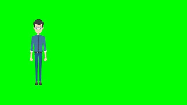 rofile of a Man walking, explaining, going to a stage, Character 2D Cartoon Animations, Teacher, Businessman walking  Flat Cartoon Character Explainer Video Animation, Chroma key.