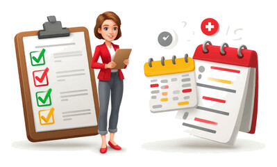 3D Cartoon Character with Checklist and Calendar for Organization