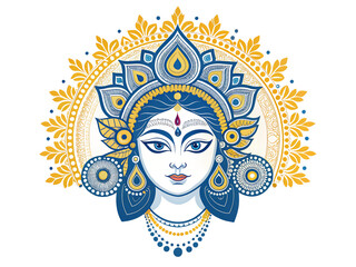 hindu god durga with transparent background 
 